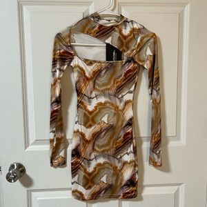 Brown Marble Bodycon Dress